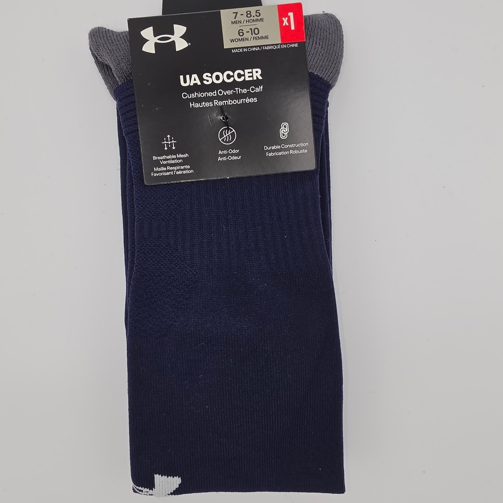 Under Armour Mens Soccer Over-The-Calf Cushioned Socks Midnight Navy 1372759-410
